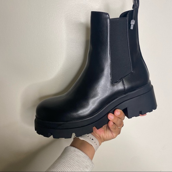 Zara Leather Lug Boot Black 40 - Picture 10 of 11